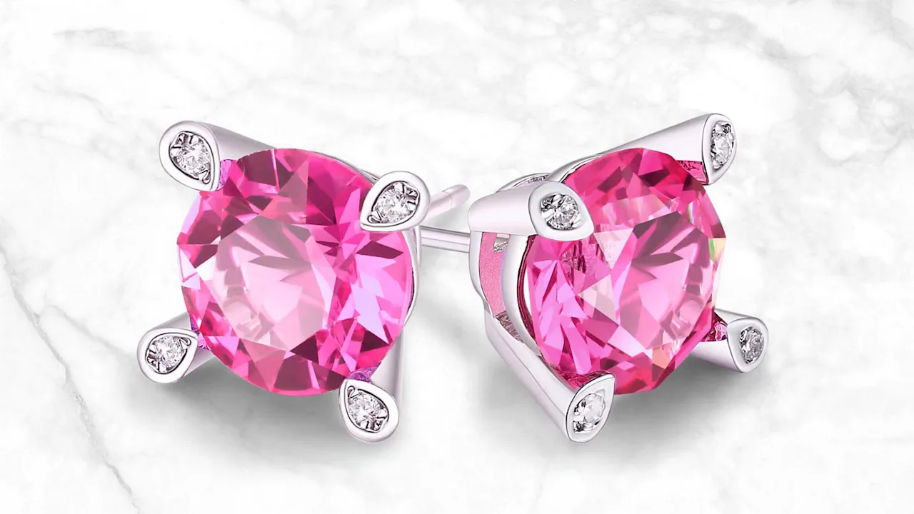 Rose And Lilly 4.0 Carat TW Pink Sapphire Round Studs