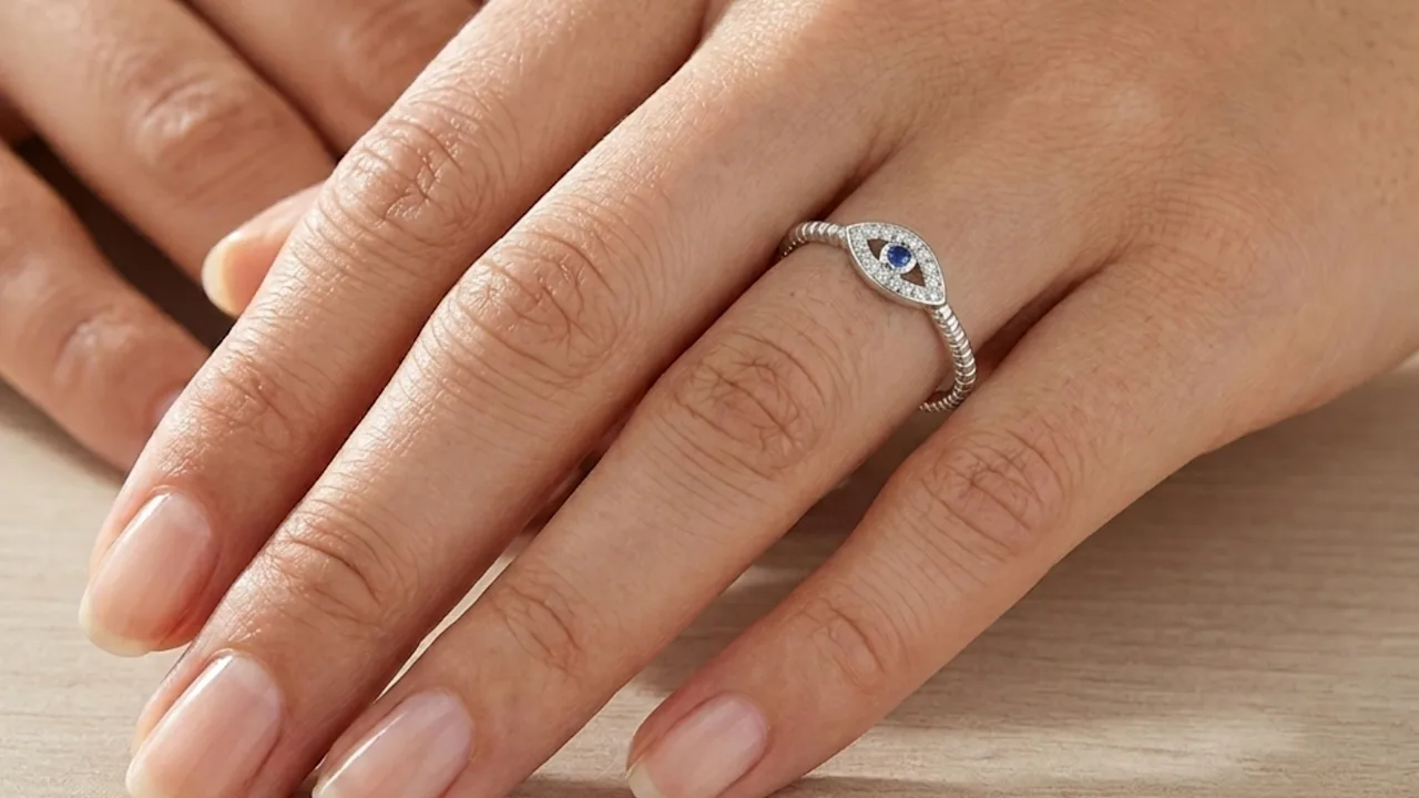 Kylie Harper Sterling Silver Petite CZ Evil Eye Ring