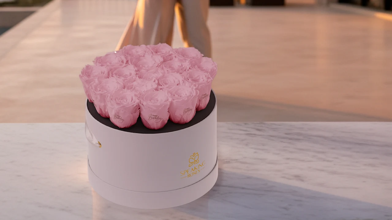 The "Happy Brithday" Eternal Rose Arrangement