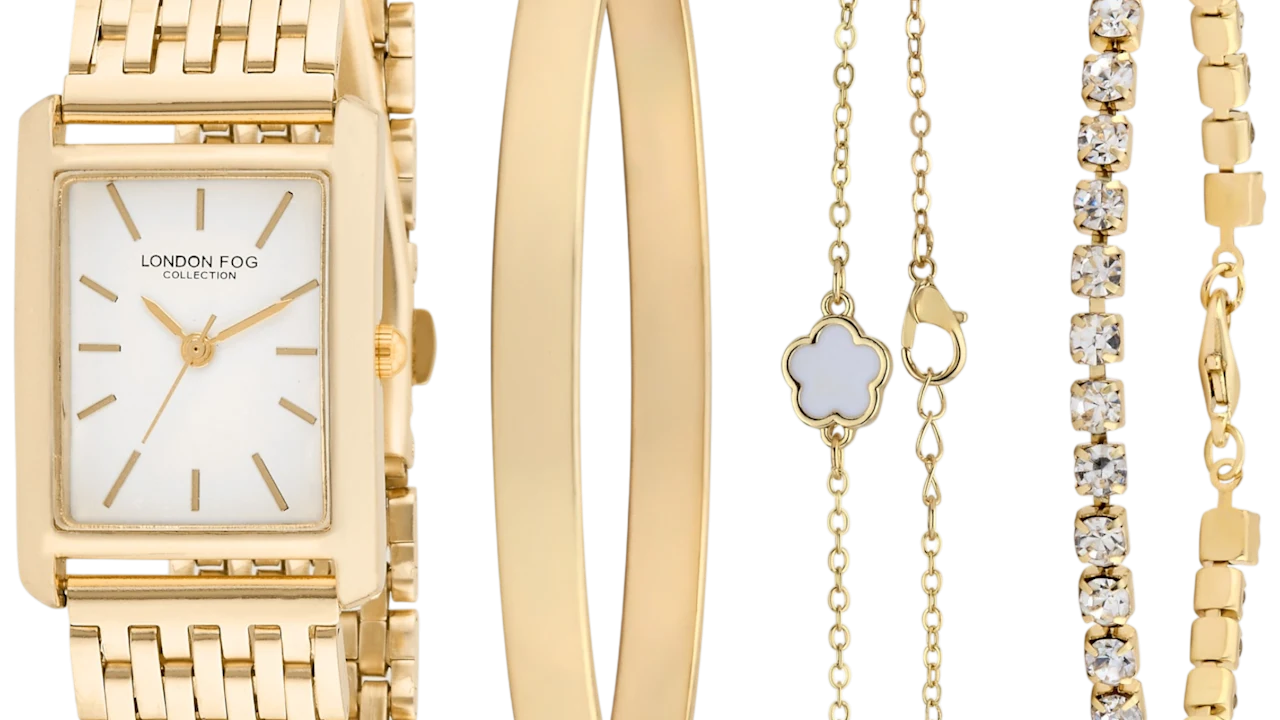 London Fog 4-Piece Watch & Bracelets Set
