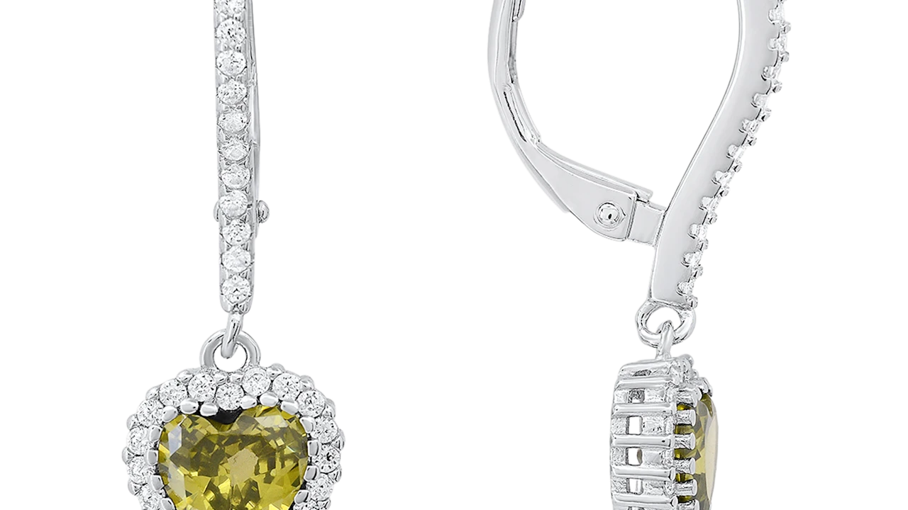 Kylie Harper Sterling Silver Birthstone CZ Heart Halo Leverback Earrings