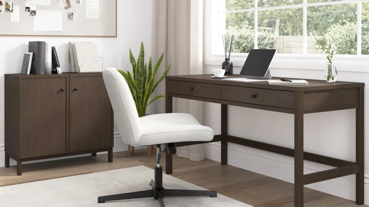 Avery 54W Writing Desk and 2 Door Low Storage Cabinet