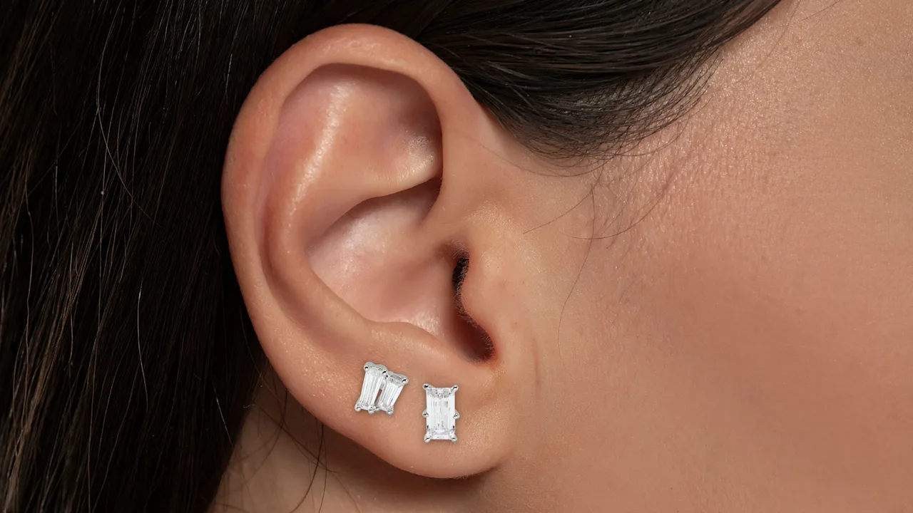 NADRI Chateau Baguette Cubic Zirconia Stud Earring Set