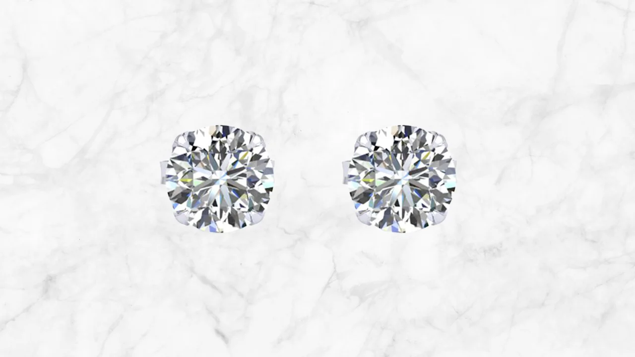 Jaclyn Smith 1/2 Carat Round Moissanite Stud Earrings