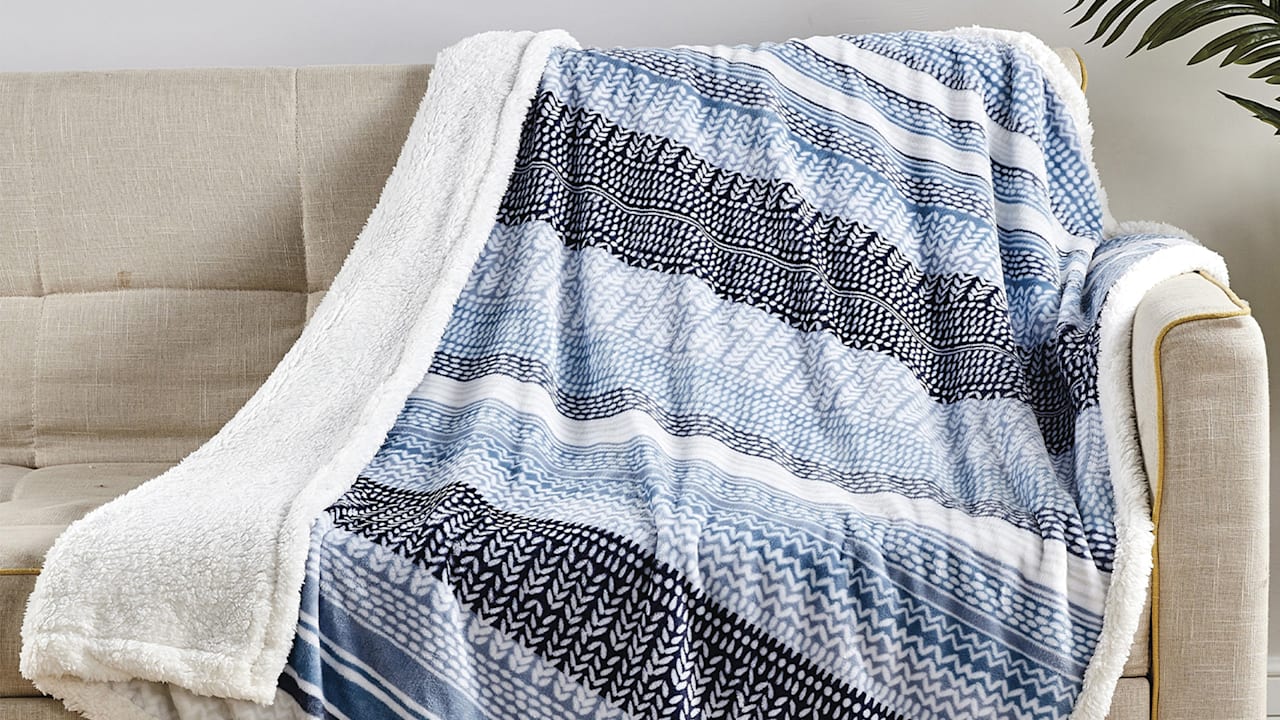 Luxury Home Ultra Soft Microplush Printed Sherpa Throw Blanket