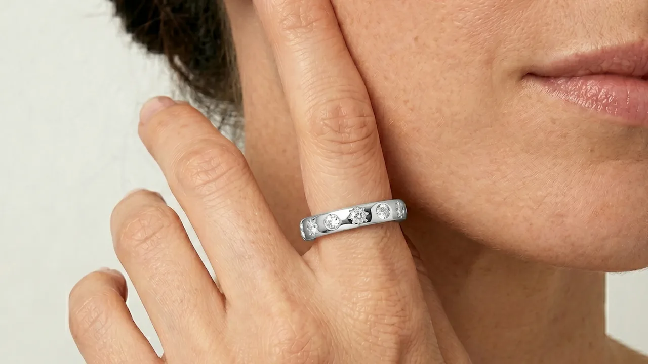 Kylie Harper Sterling Silver Celestial CZ Eternity Band Ring