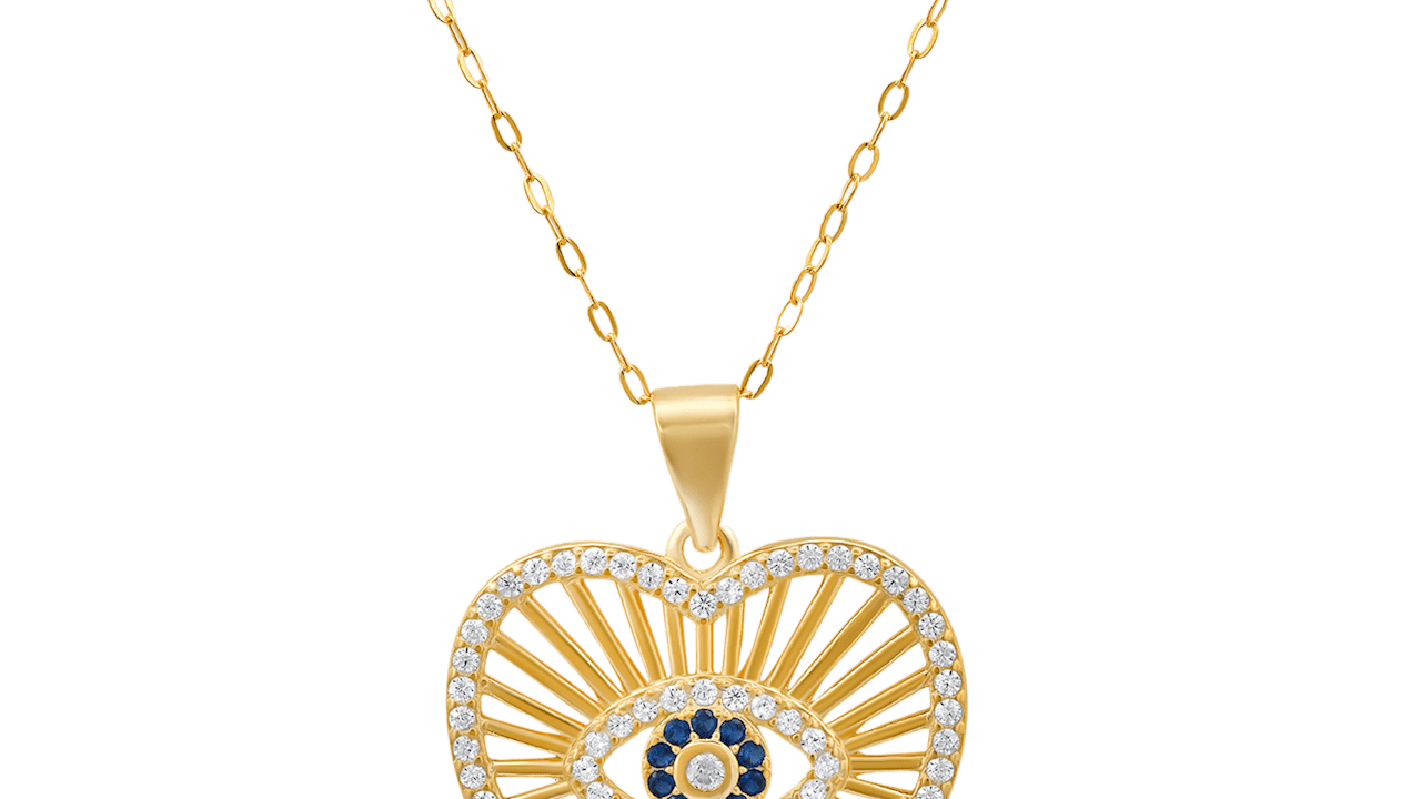Kylie Harper 14k Gold Over Silver Evil Eye Heart Pendant (Gold)