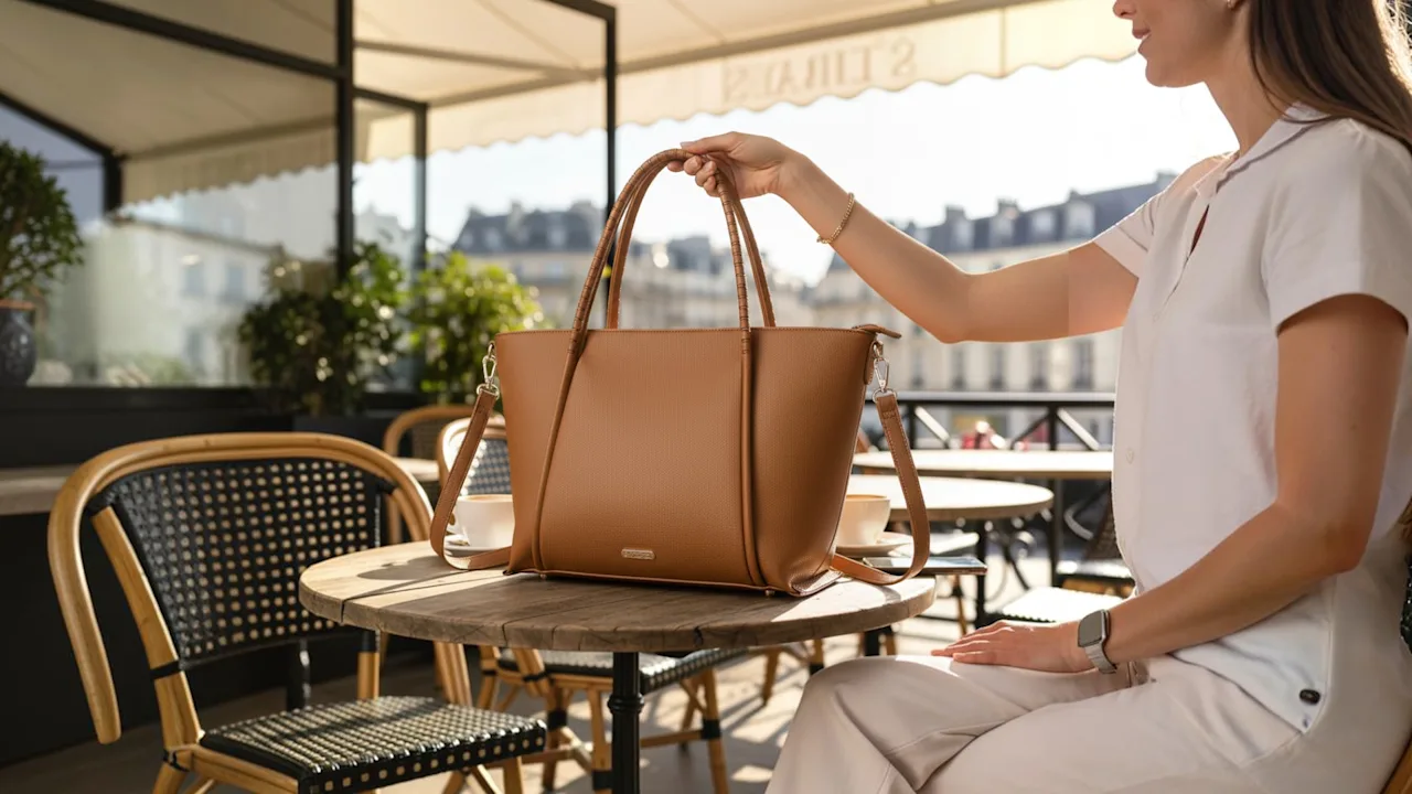 Emperia Becca Laser Cut Wrapped Handle Leo Tote Bag with Crossbody Strap