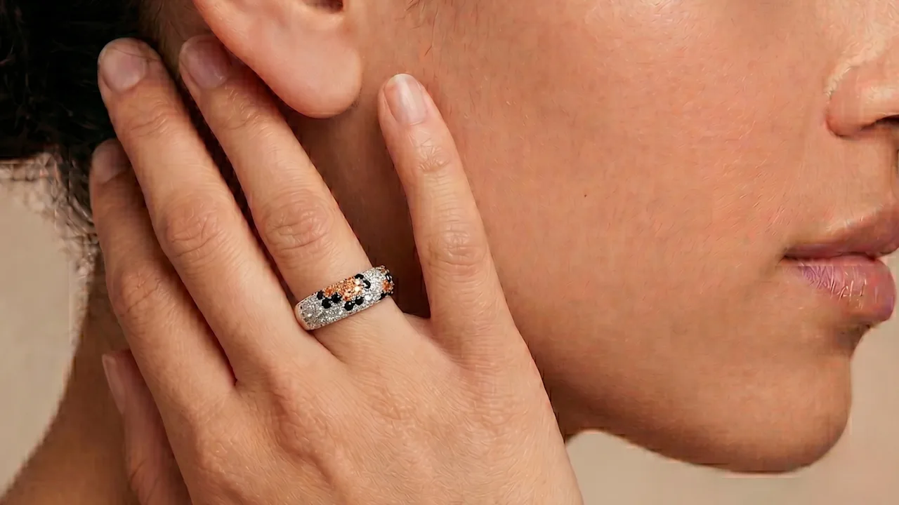Kylie Harper Sterling Silver Leopard Skin Pave CZ Band Ring