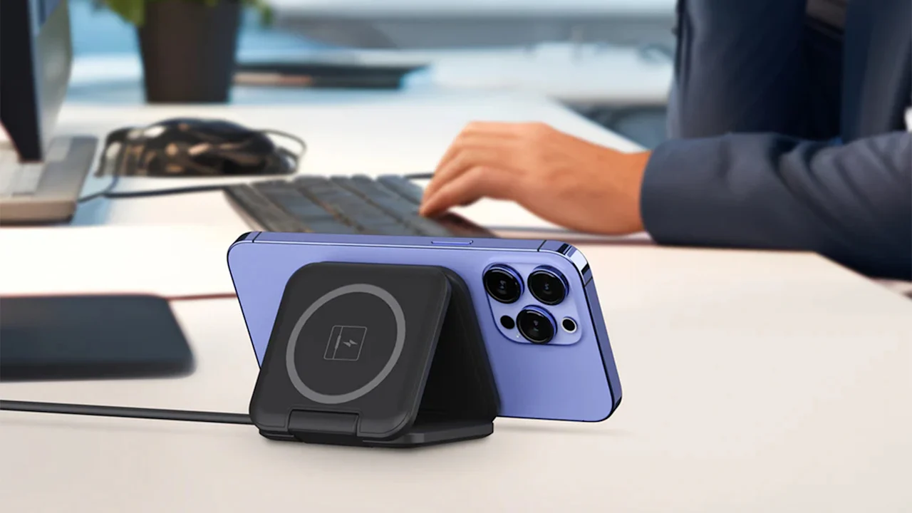LAX Gadgets MagSafe Compatible Foldable Wireless 3-In-1 Charging Stand