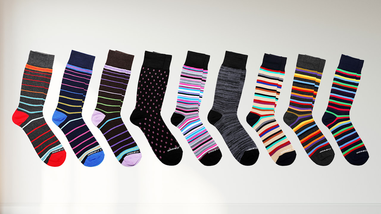 9-Pack: Unsimply Stitched Mens Striped Dress Socks