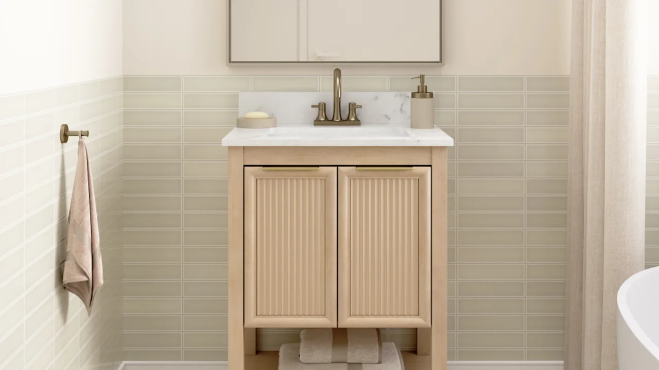 Camille 24W Fluted Vanity with Faux Marble Basin