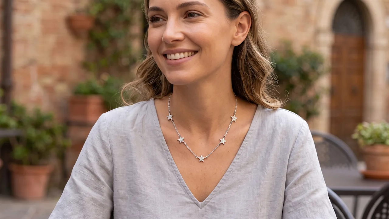 Savvy Cie Pave Star Station Necklace or Bracelet