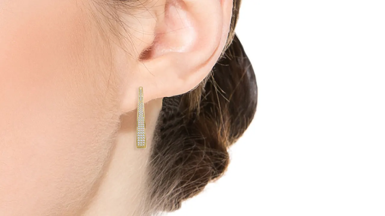 Rachel Glauber Simulated Diamond Pave Oblong Oval Hoop Earrings 14k Gold Plated