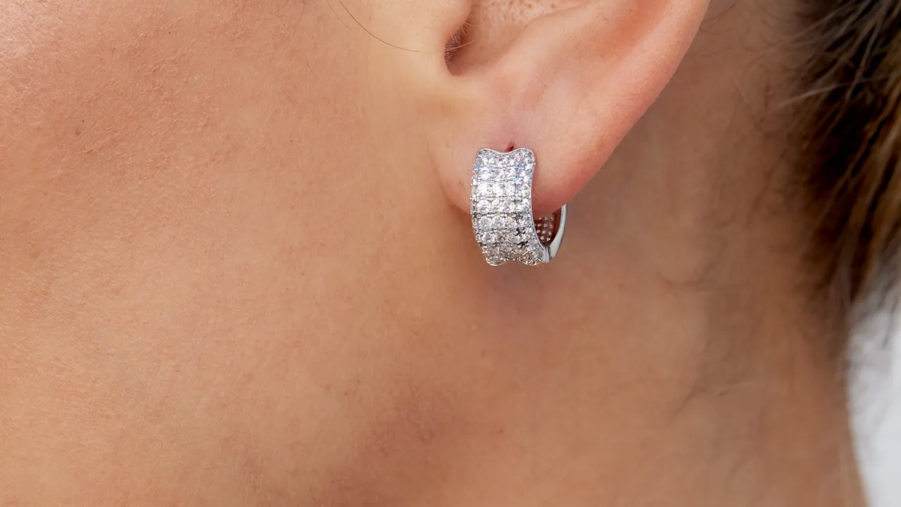 Savvy Cie Beveled Cubic Zirconia Hoop Earrings