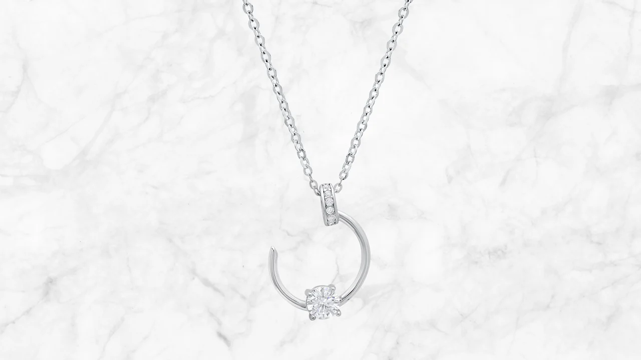Saffron 1.0 Carat TW Moissanite Arc Pendant Sterling Silver Necklace