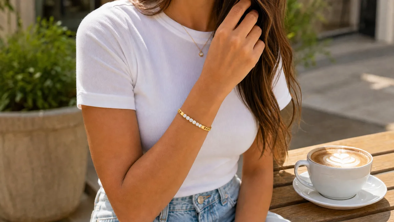 Saffron 18K Gold Plated Cuban Link Cubic Zirconia Bracelet