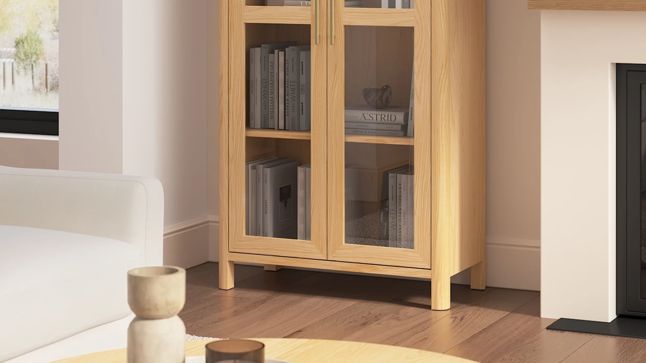 Vera Tall Storage Cabinet with Glass Doors