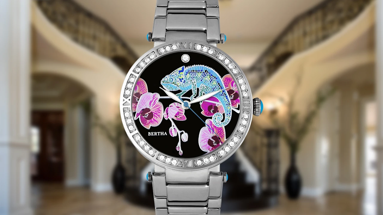 Bertha Camilla MOP Dial Ladies Watch with Stainless Steel Band
