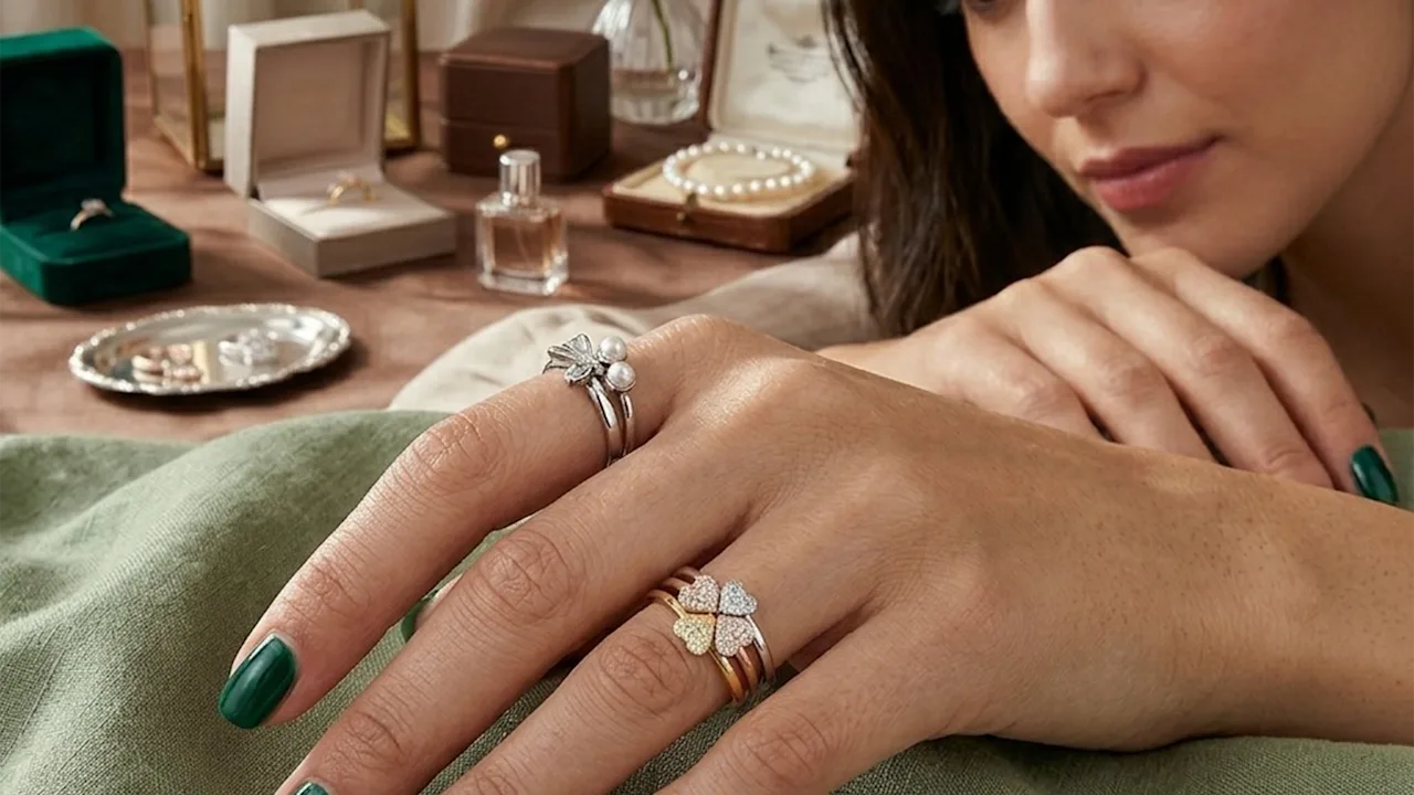 Kylie Harper Sterling Silver Tri-Color 3-Piece Stackable Heart Ring Set