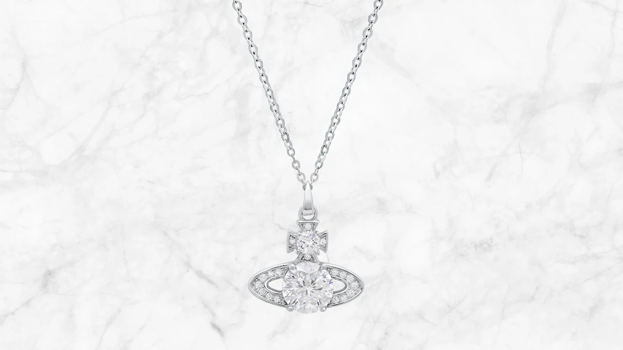 Saffron 1.0 Carat TW Moissanite Flower Sterling Silver Necklace
