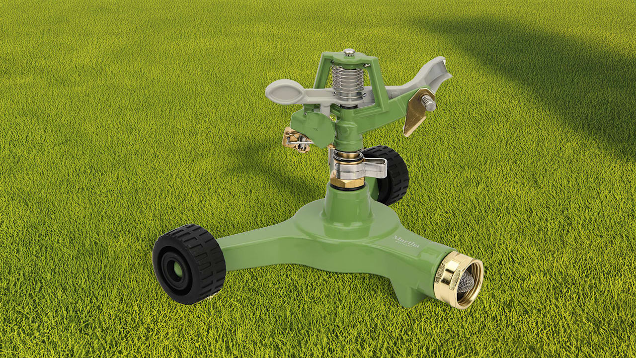 2-Pack: Martha Stewart 6" Heavy-Duty Metal Impulse Sprinkler with Wheel Base
