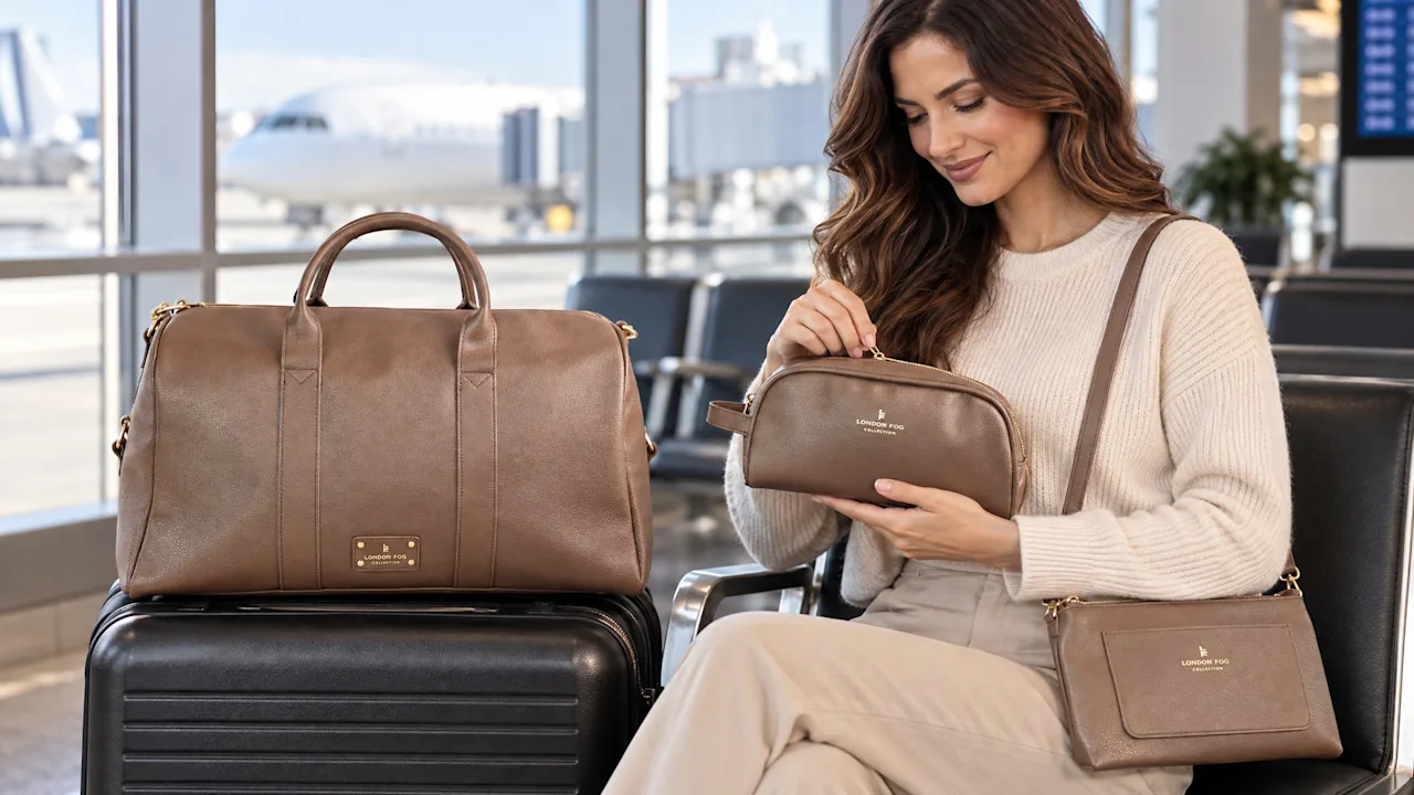 London Fog Jessica 3-Piece Pebbled Vegan Leather Duffel Set