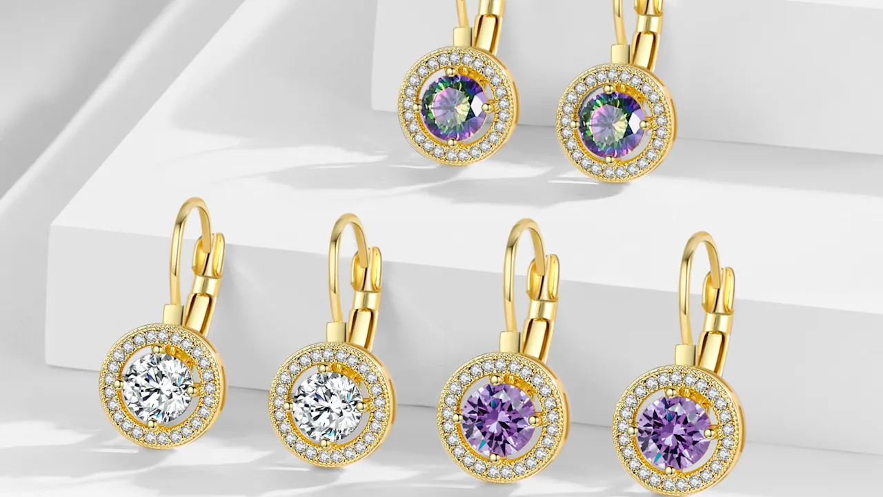 Genevive Marie Soleil Round Halo Simulated Diamond Earrings