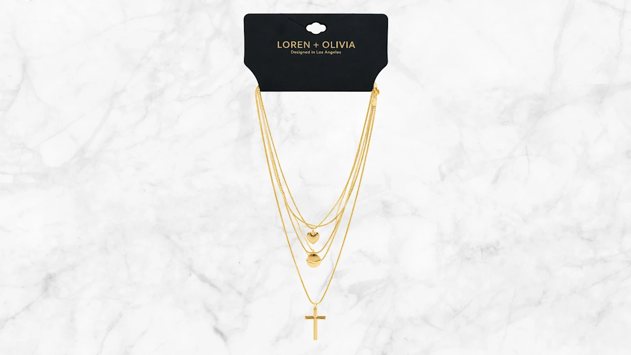 LOREN + OLIVIA Cross Multi Layer Necklace
