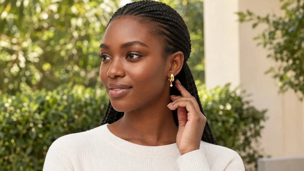 Savvy Cie Double Hoop Earrings with Round Cubic Zirconia Drop