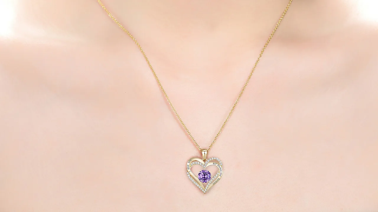 Rachel Glauber Layered ''I Love You'' Simulated Diamond Accents Heart Pendant