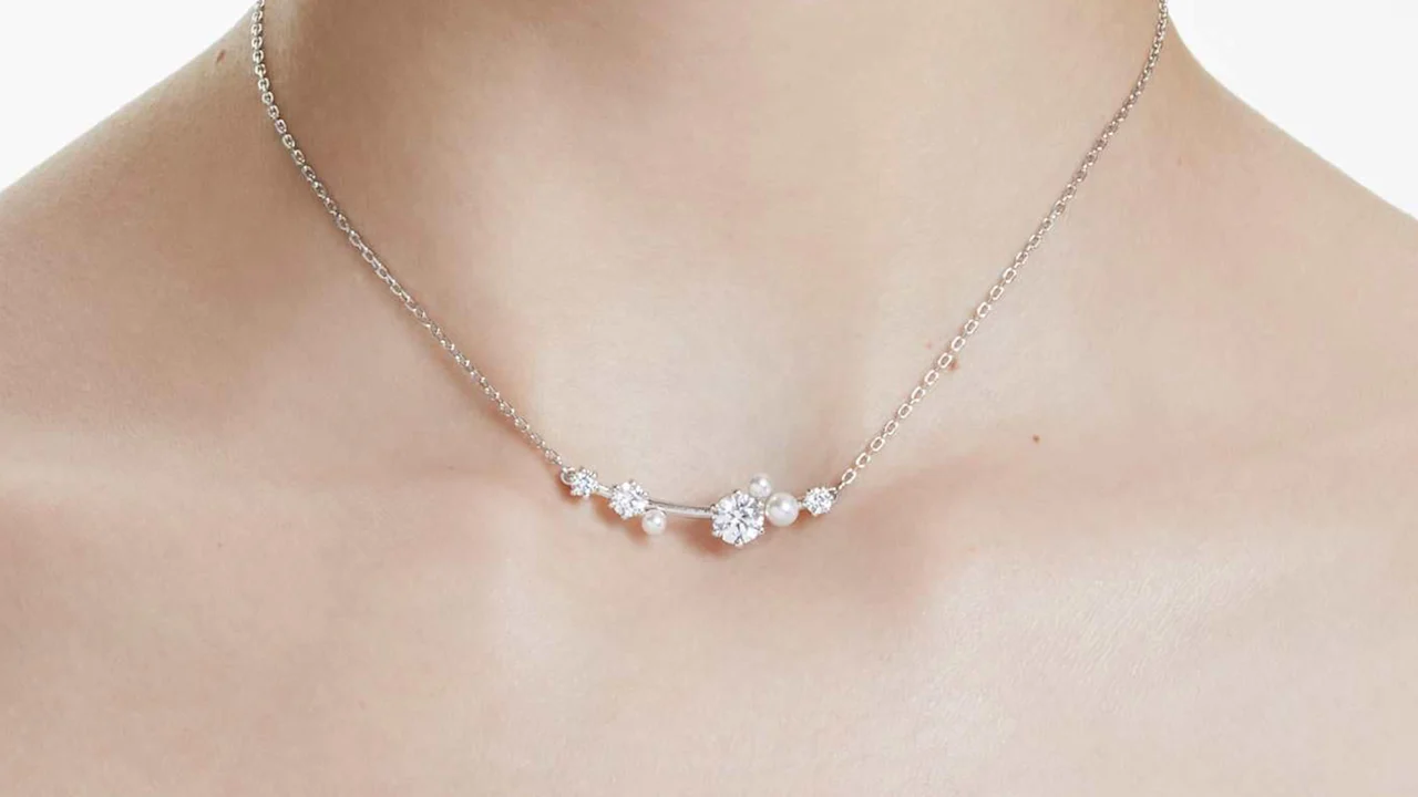 The Swarovski Pearl And Crystal Cluster Necklace