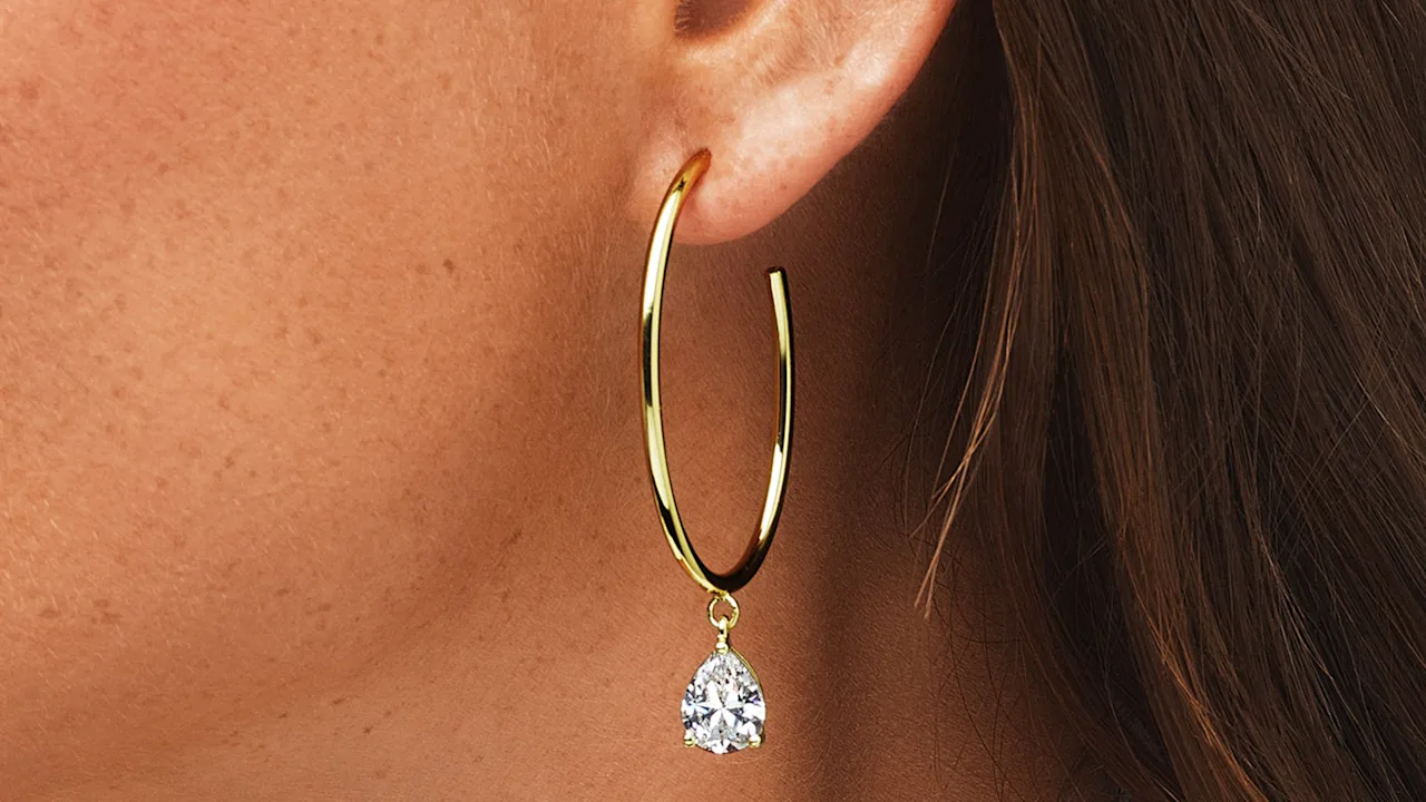 Jennifer Miller 14K Gold-Plated Oval Hoop Drop Earrings