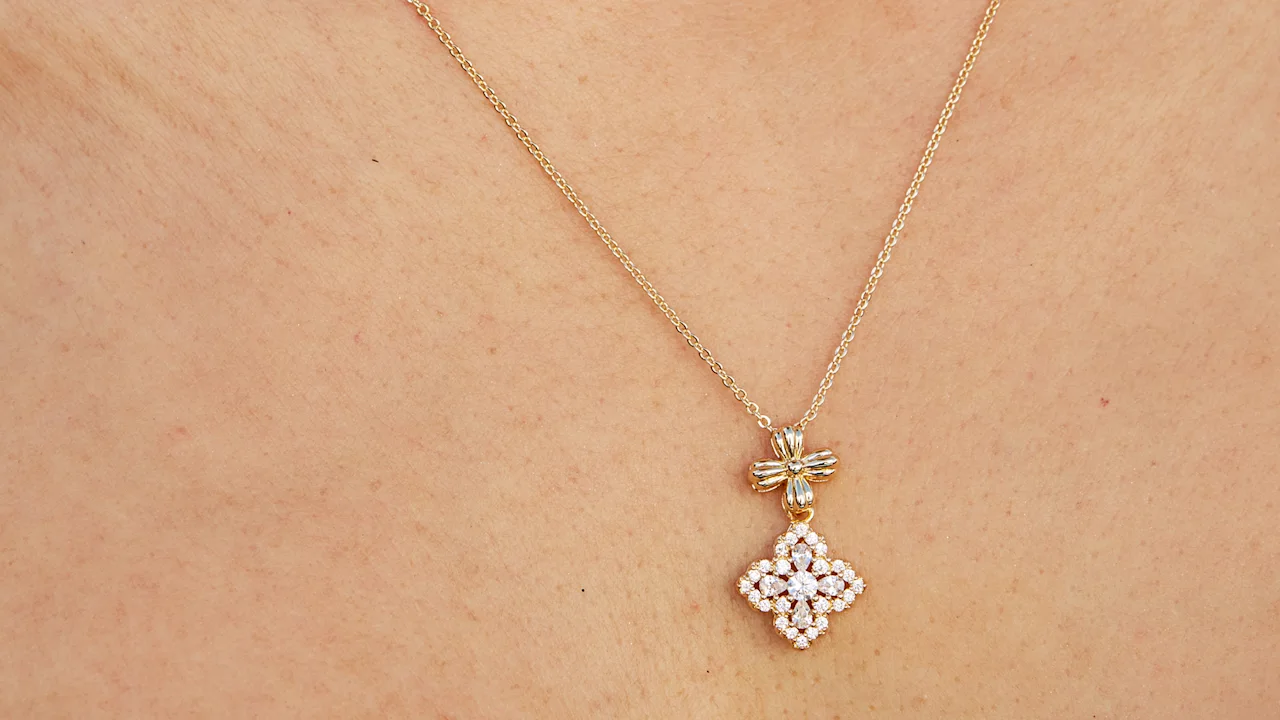 Savvy Cie Fleur-de-Lis Pendant Necklace with Cubic Zirconia