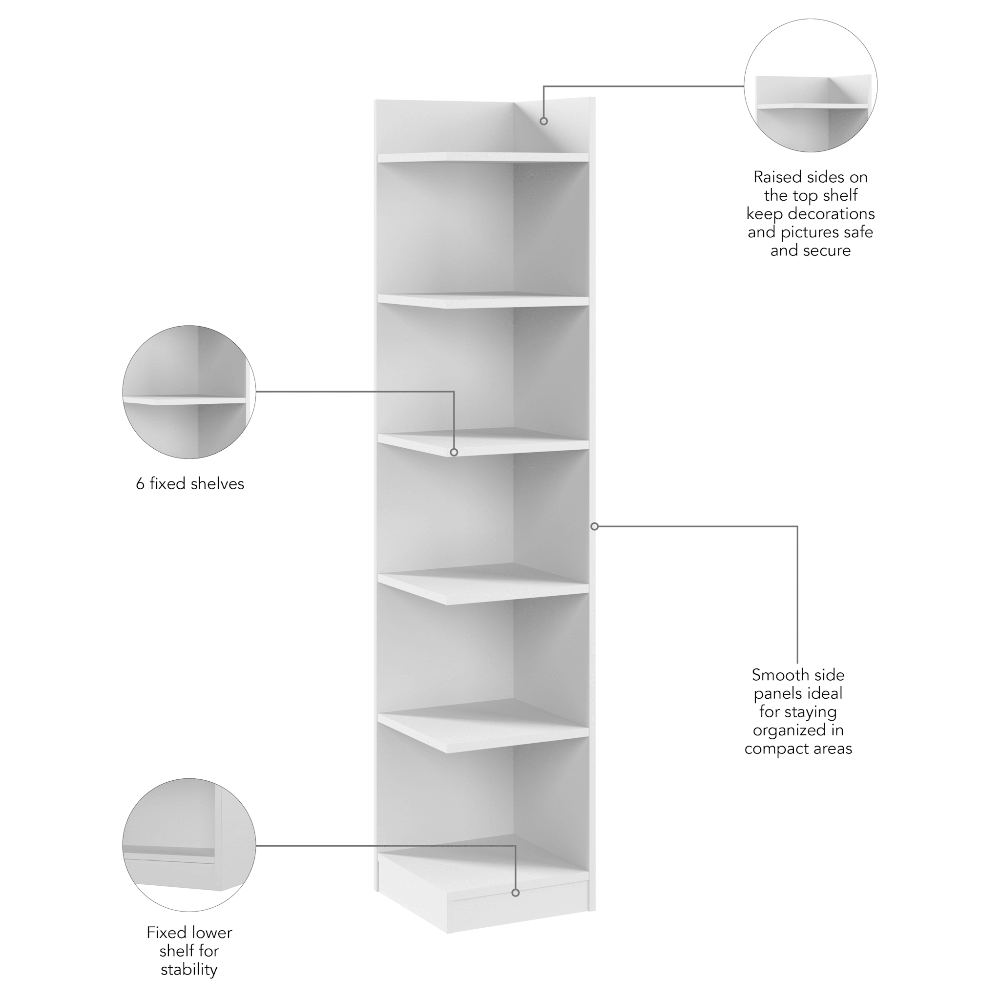 Universal 15W Tall Corner Bookshelf — panel 10
