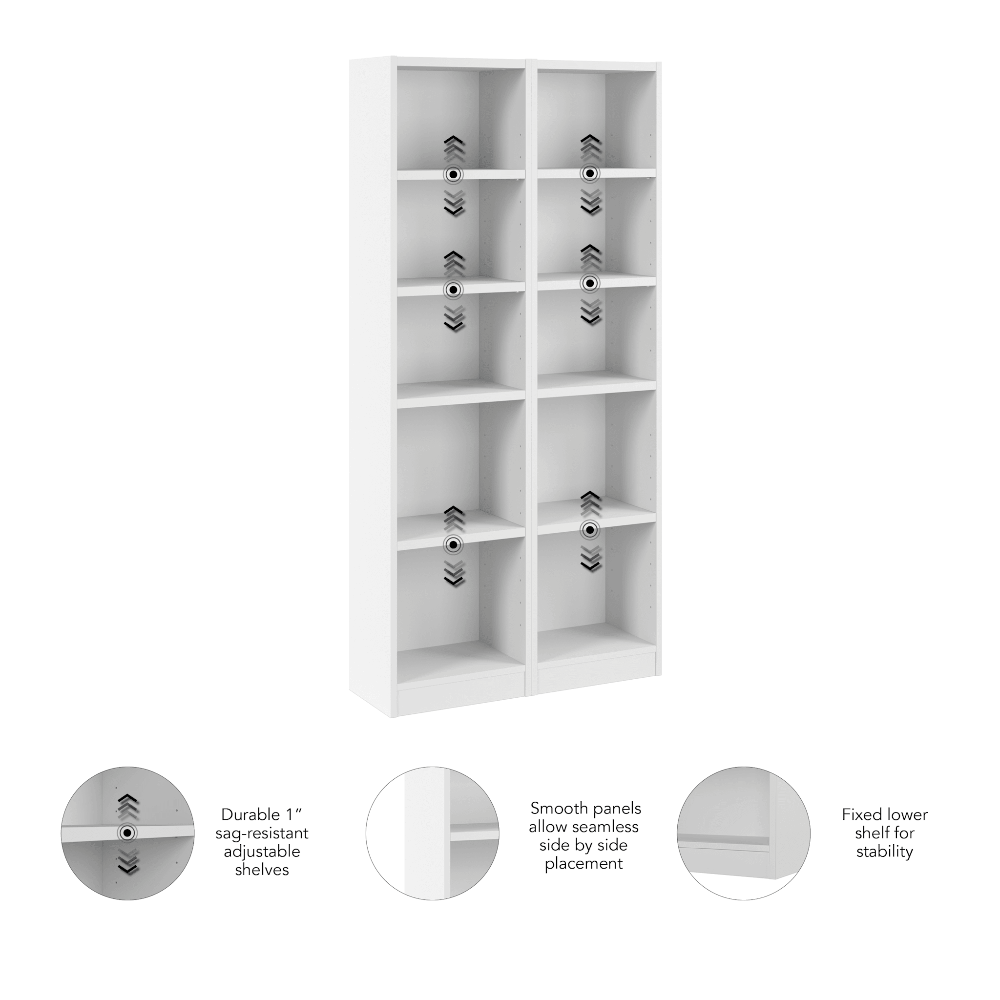 Universal 17W Narrow 5 Shelf Bookcase - Set of 2 — panel 10