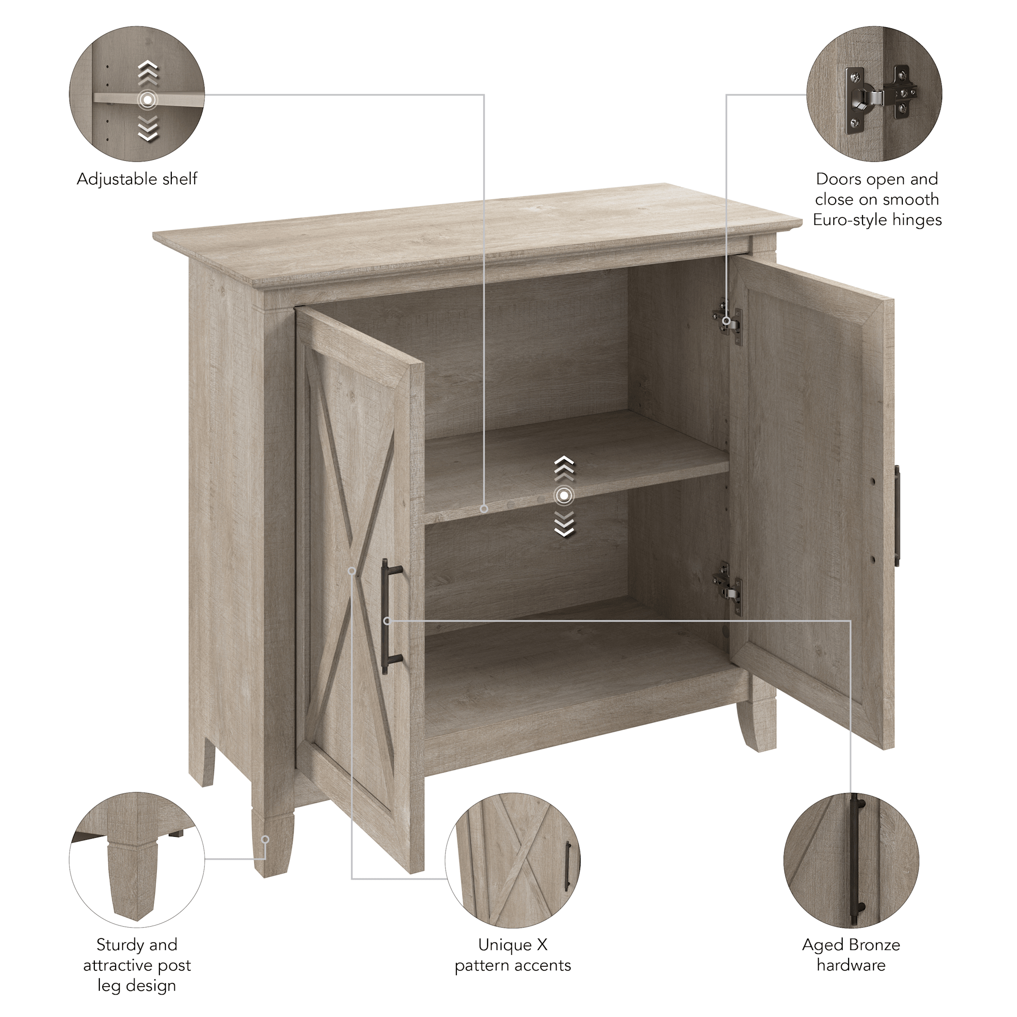 Key West Small Storage Cabinet with Doors and Shelves — panel 1