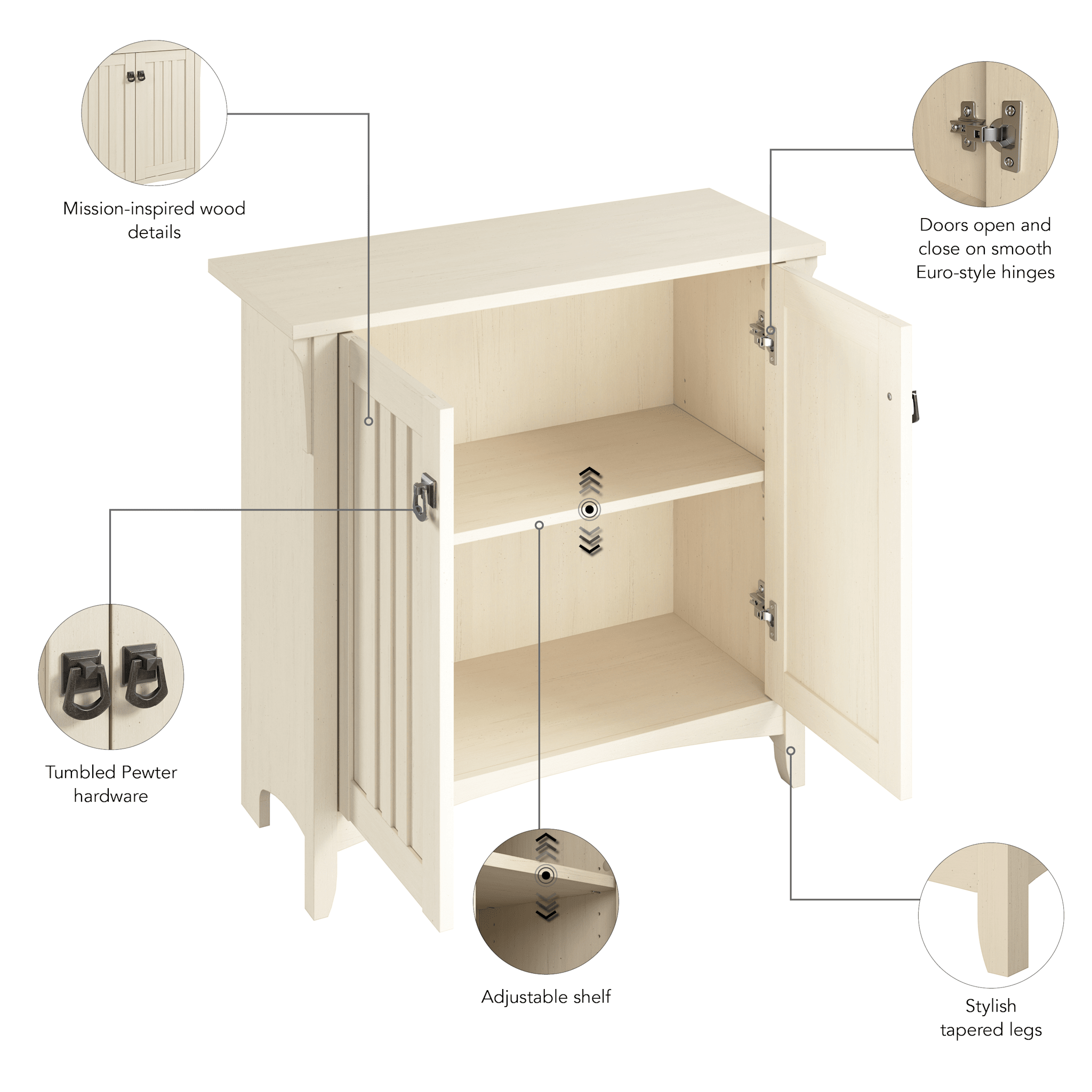 Salinas Small Storage Cabinet with Doors and Shelves — panel 10