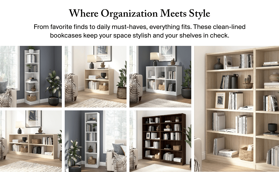 Universal 25W Tall 5 Shelf Bookcase - Set of 2 — panel 6