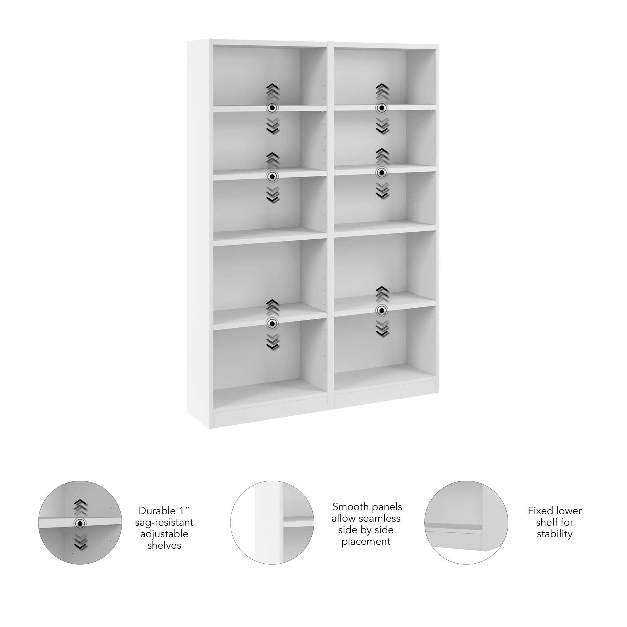 Universal 25W Tall 5 Shelf Bookcase - Set of 2 — panel 10