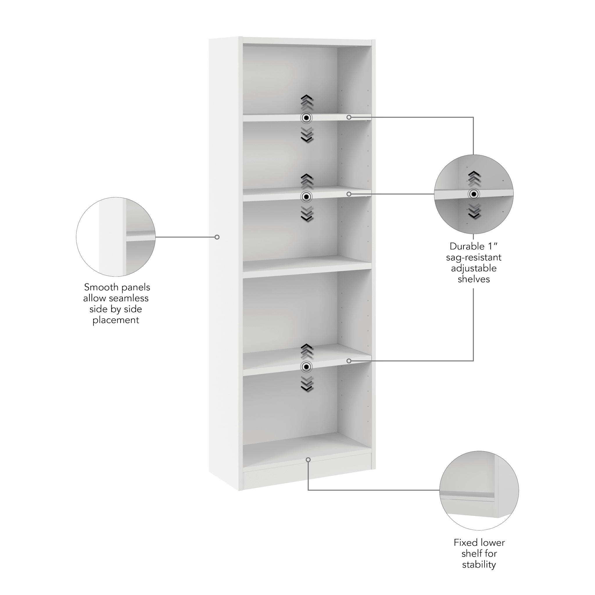Universal 25W Tall 5 Shelf Bookcase — panel 1