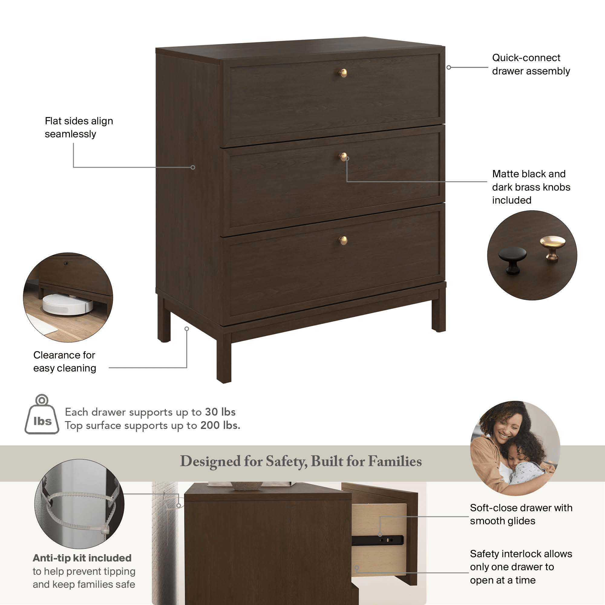 Bush Home Avery 3 Drawer Dresser — panel 1