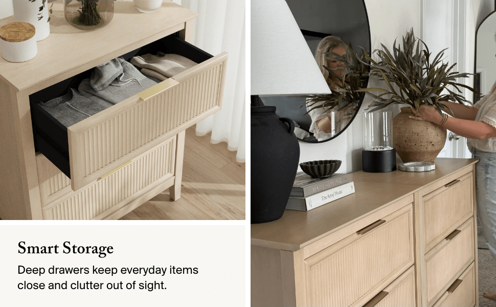 Bush Home Camille Fluted 3 Drawer Dresser - Set of 2 — panel 5