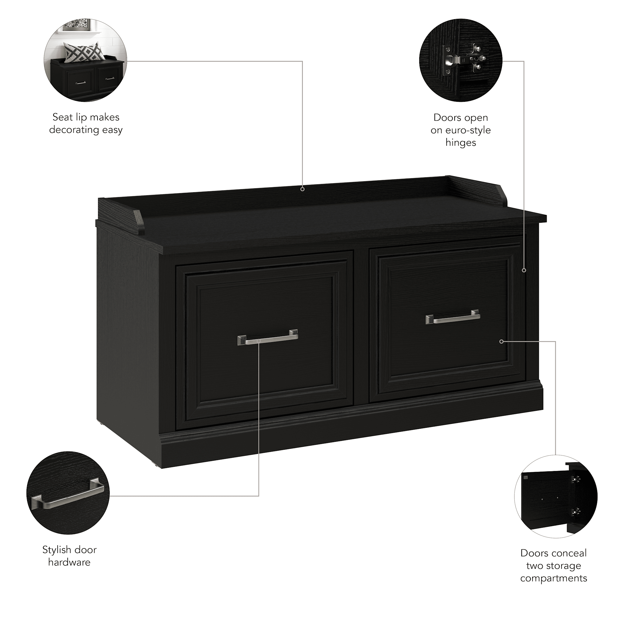 Woodland 40W Shoe Storage Bench with Doors — panel 1