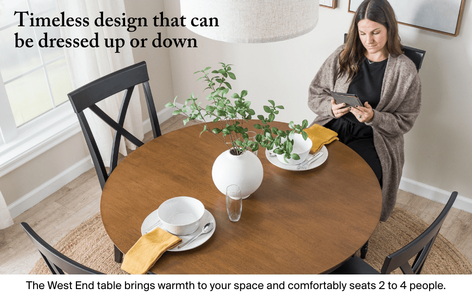 West End 45W Round Trestle Dining Table — panel 3