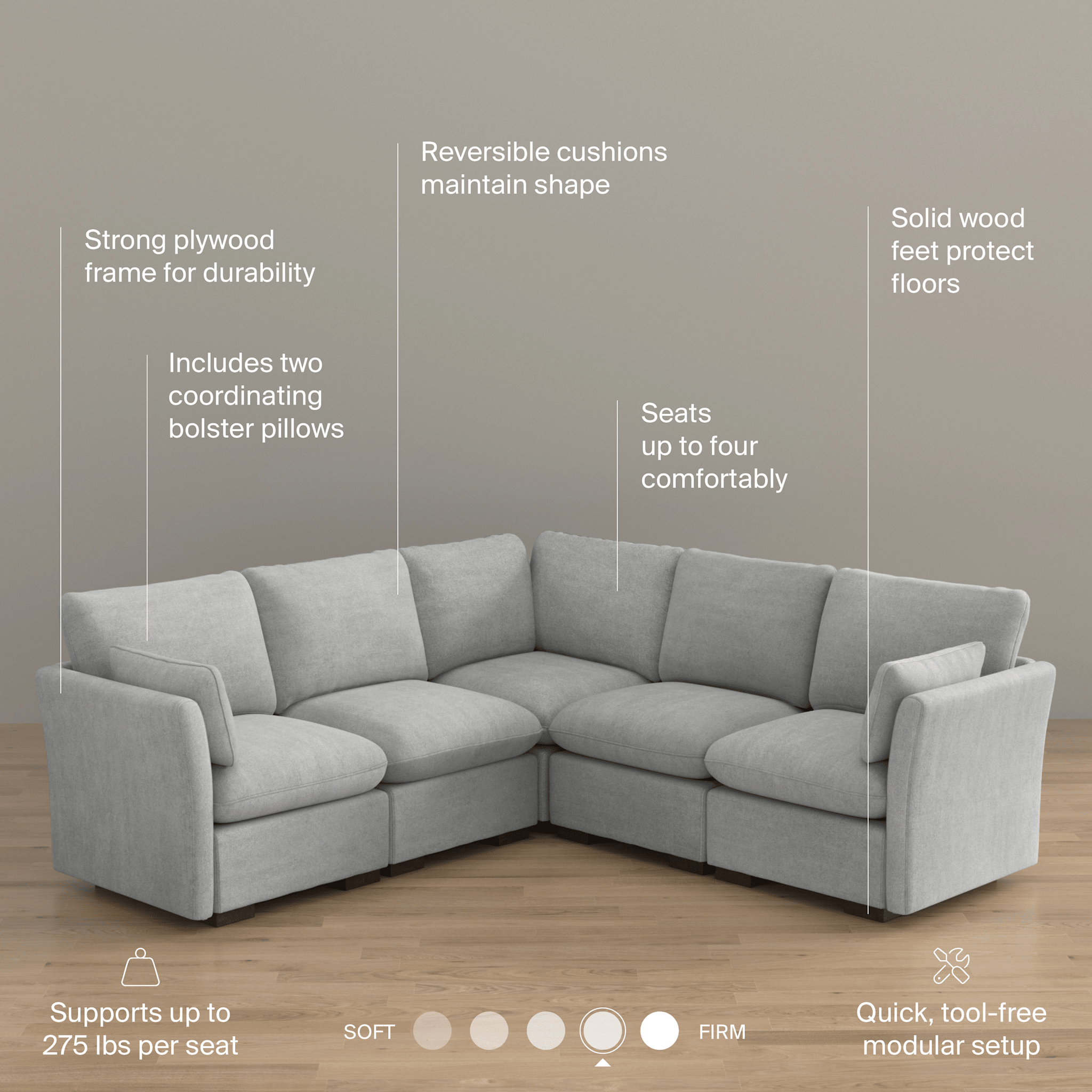 Bush Home Sienna Modular 4-Seater Sectional — panel 2