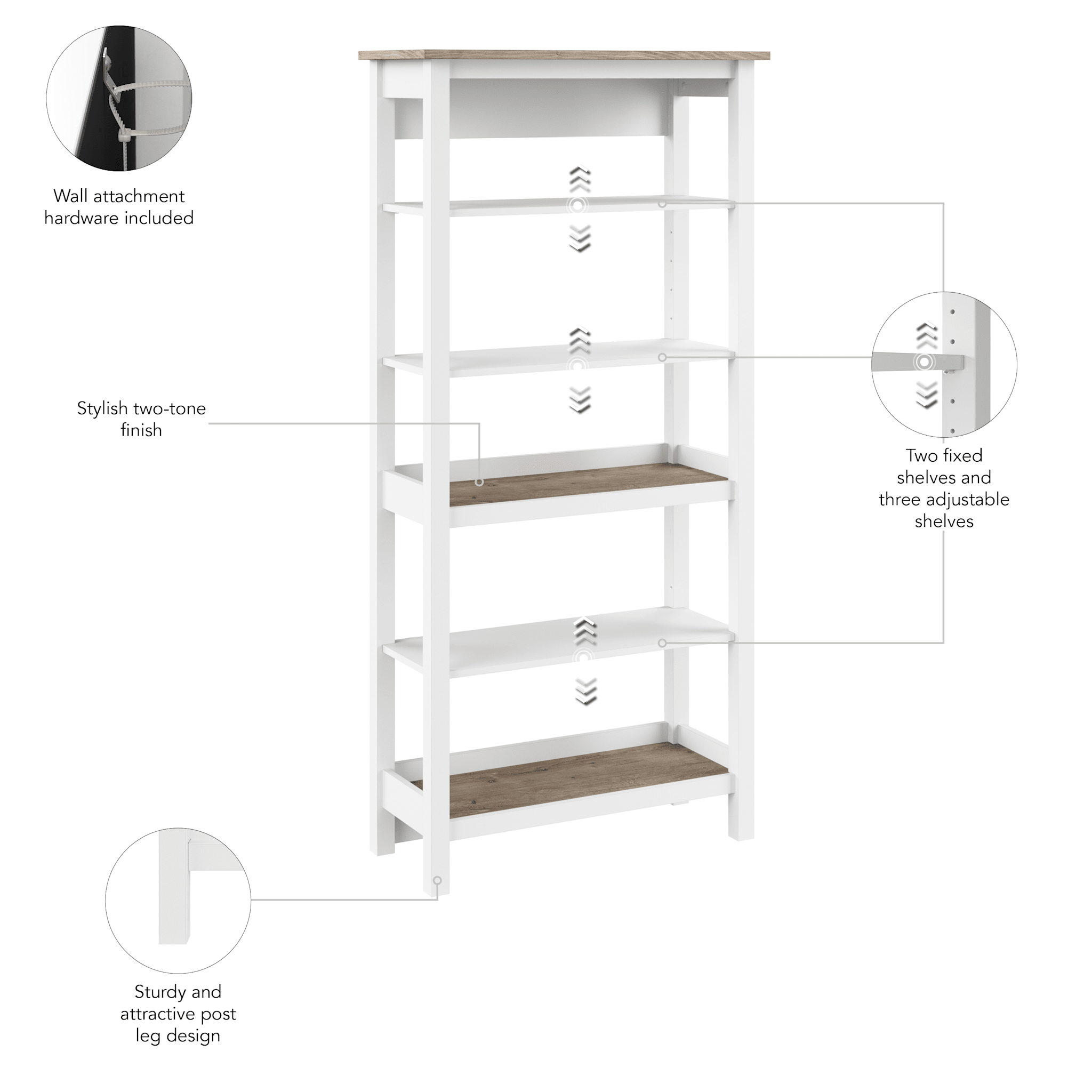 Mayfield Tall 5 Shelf Bookcase — panel 1