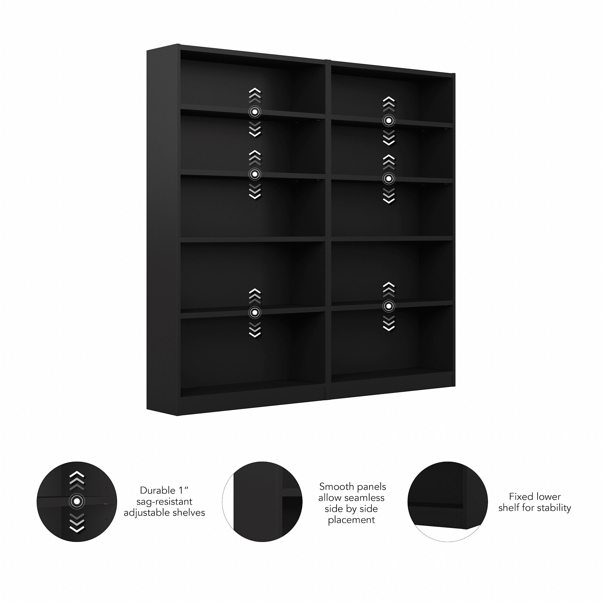 Universal Tall 5 Shelf Bookcase - Set of 2 — panel 10