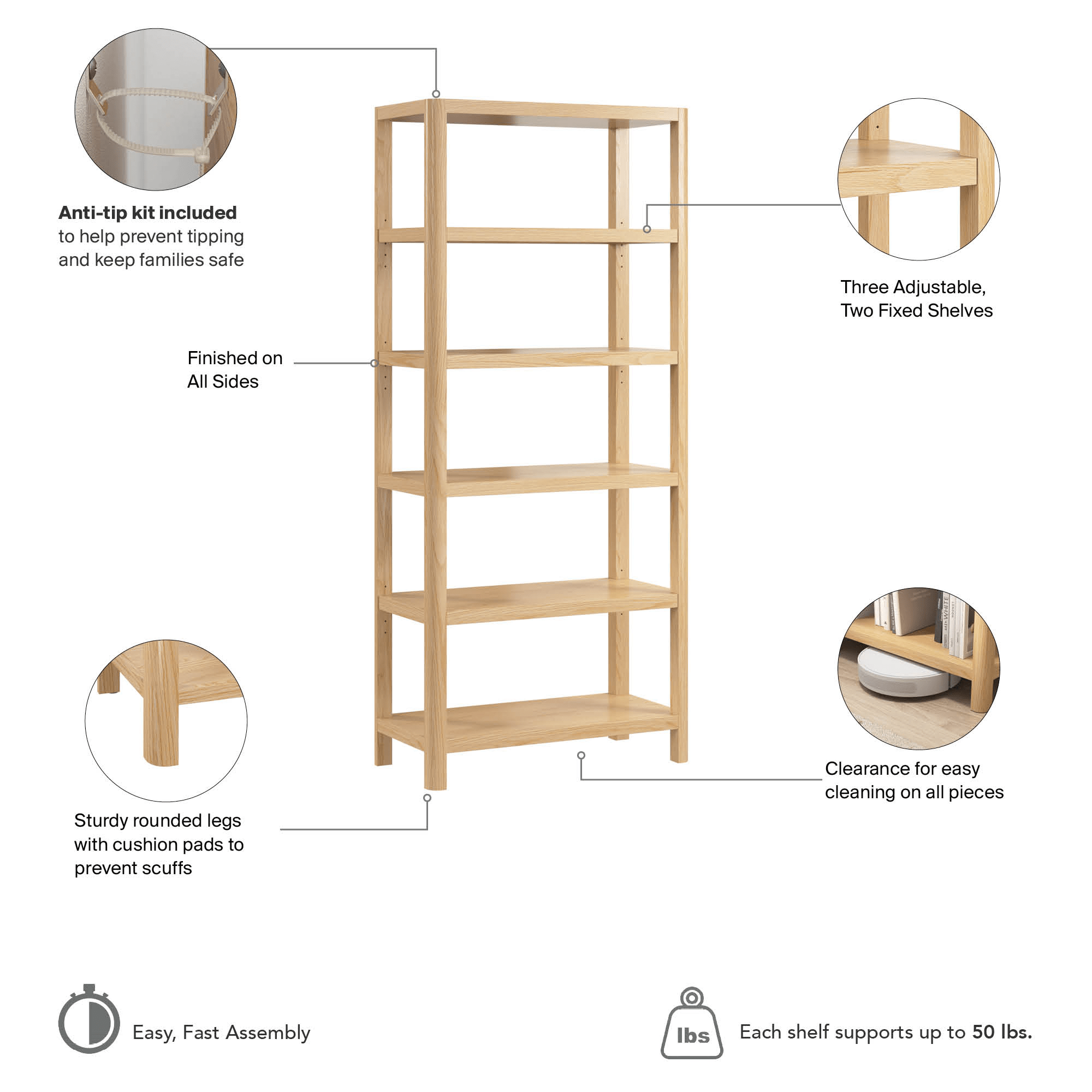 Bush Home Vera 5 Shelf Bookcase — panel 11