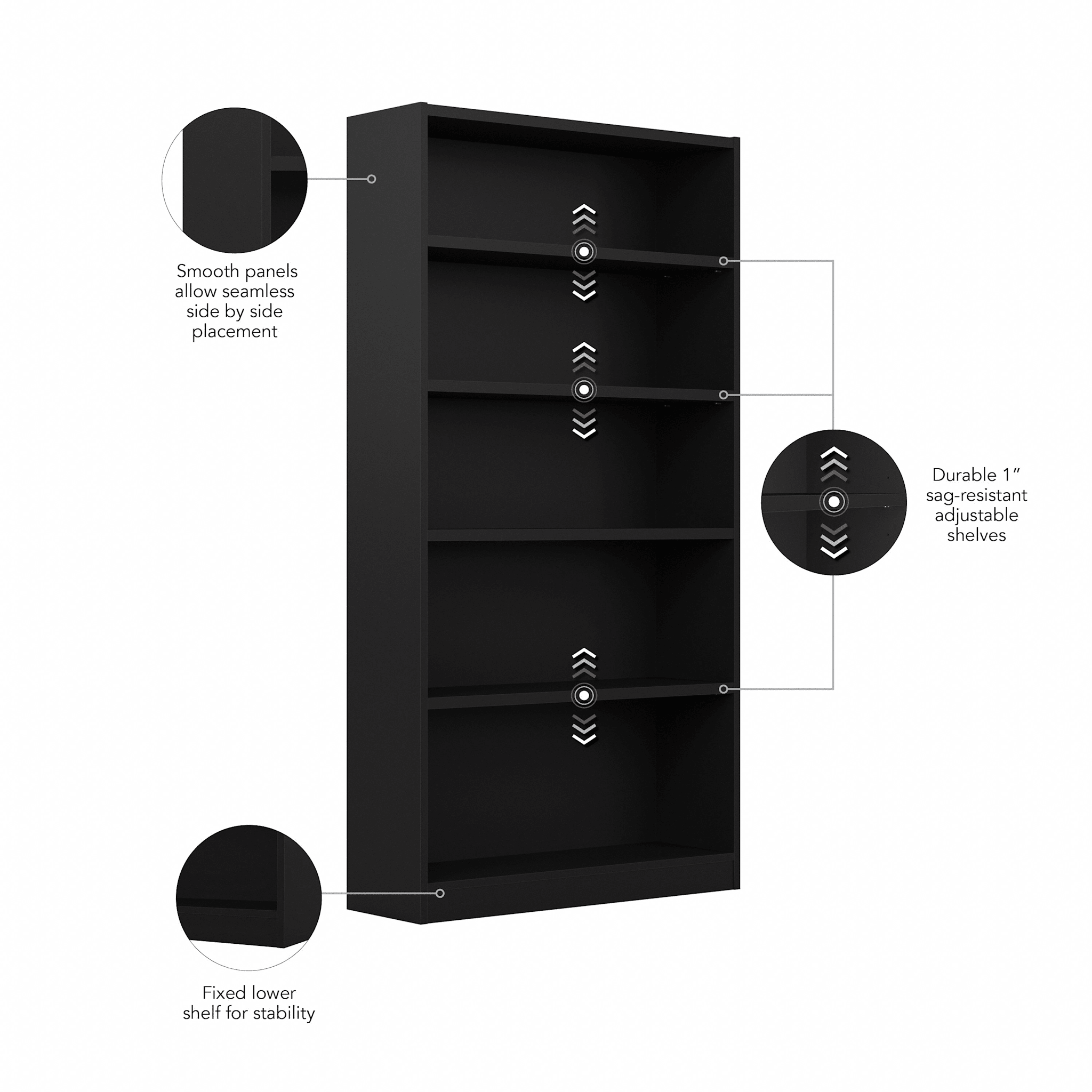 Universal Tall 5 Shelf Bookcase — panel 10